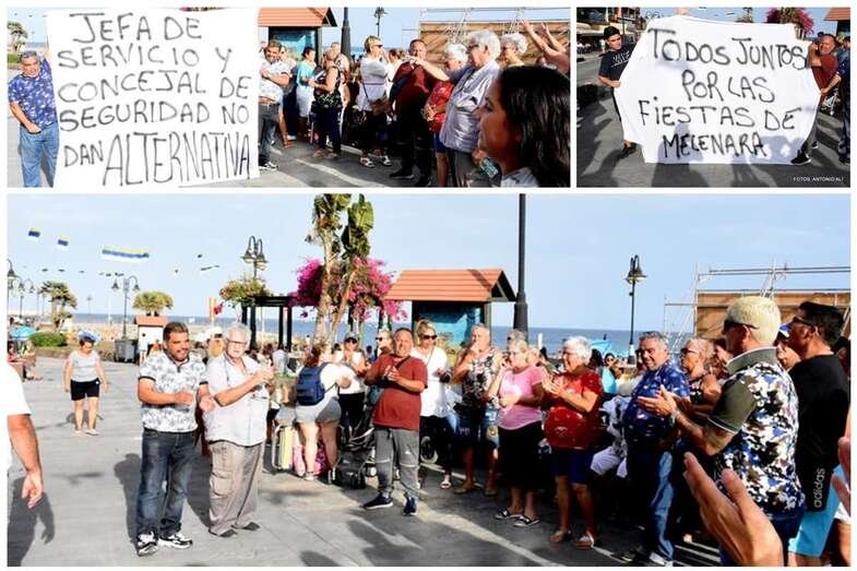 Un grupo de vecinos protestó esta tarde en la playa de Melenara (Foto TA)